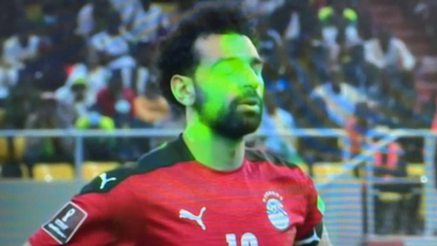Mohamed Salah has lasers shone at his face