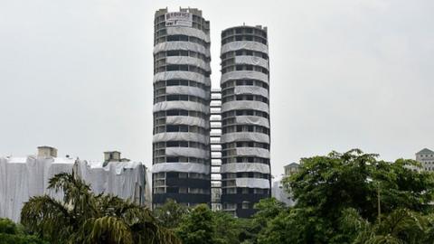 A view of the Supertech Twin Towers at Sector 93 on August 24, 2022 in Noida, India.