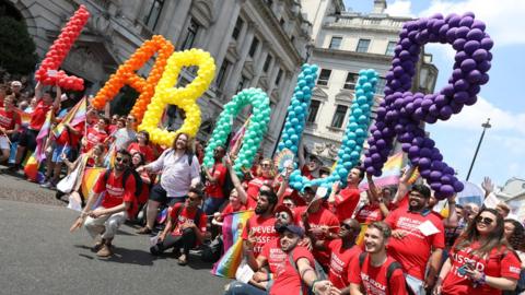 Labour LGBT members take part in Pride 2018