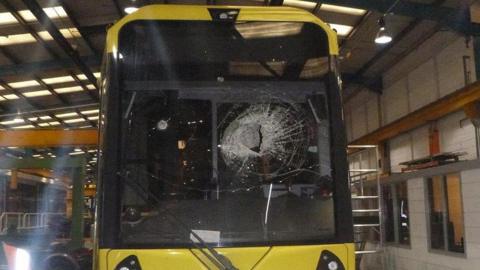 Damaged tram