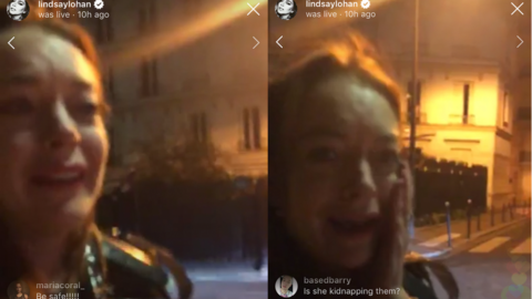 Screen grab from Lindsay Lohan's Instagram live video