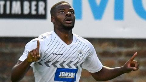 Ayr United's Dipo Akinyemi celebrates