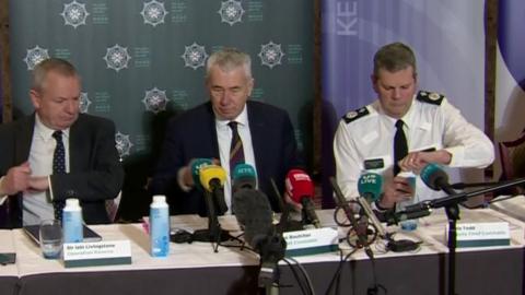 Iain Livinstone, Jon Boutcher and Chris Todd speaking at a press conference