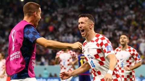 Croatia celebrate Ivan Perisic's goal