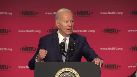 President Joe Biden speaking to union workers