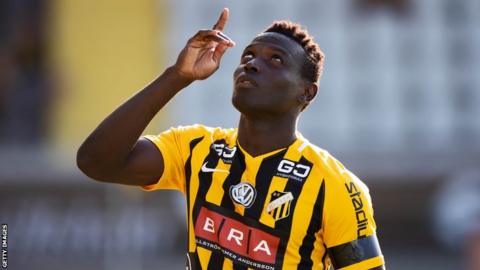 Sierra Leone striker Alhassan Kamara during his time at Swedish club Hacken BK