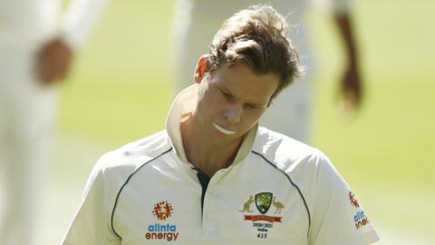 Australia batsman Steve Smith looks dejected after getting out against India on day one of the second Test