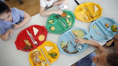 Children eating school meals