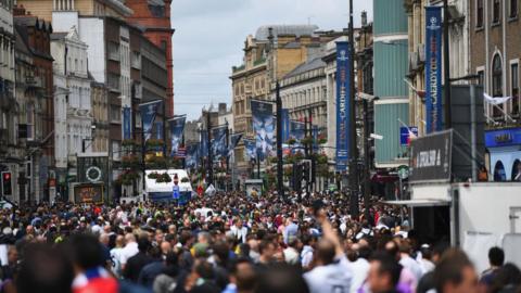 Fans in Cardiff city centre for the Champions League final