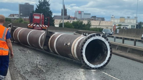 Pipe on road