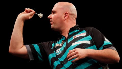 Rob Cross during the Premier League Darts event in Glasgow