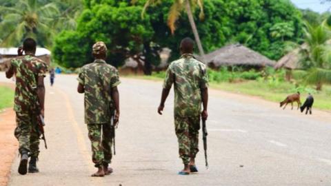 CAPTION: Troops have been battling to defeat the militants in Mozambique