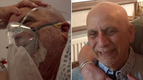 Composite image of Ertan in hospital and at home