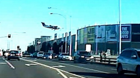 The plane immediately prior to its collision with the Melbourne shopping centre.