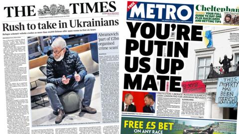 Front page of the times and the metro