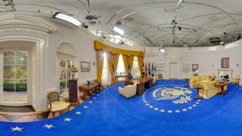 Oval Office replica set at October Film Studios in Norfolk.