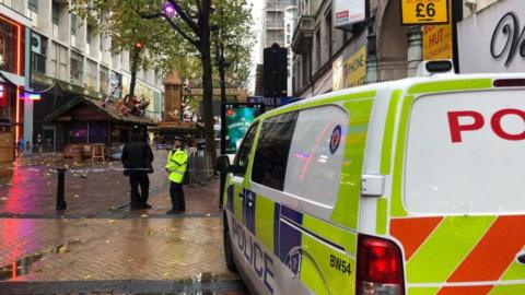 A police cordon on New St, Birmingham