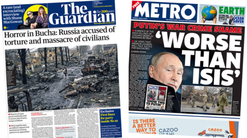 Guardian and Metro front pages