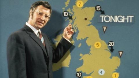 Graham Parker presenting the weather on ˿ Television in 1975