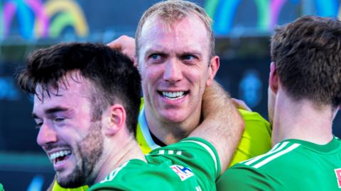 Ireland goalkeeper Davy Harte celebrates qualifying for the Olympic Games
