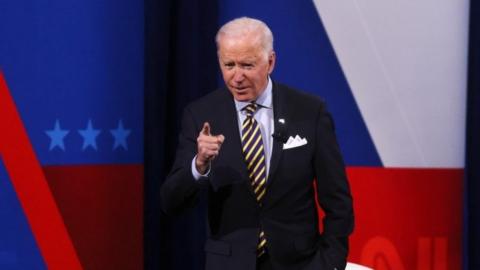 President Joe Biden participates in a CNN town hall in Milwaukee, Wisconsin