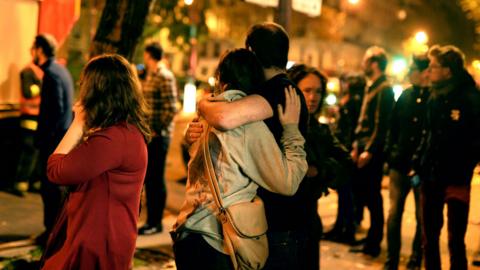 Outside the Bataclan concert hall after the attack