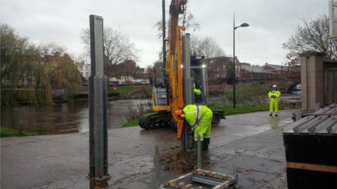 Frankwell flood barriers erected