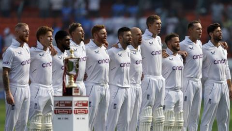 England sing the national anthem before the first Test