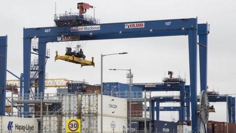 Belfast Harbour shipping cranes