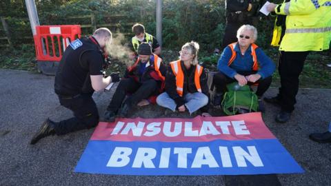 Protesters on a road