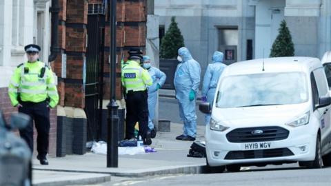 Police around Great Scotland Yard