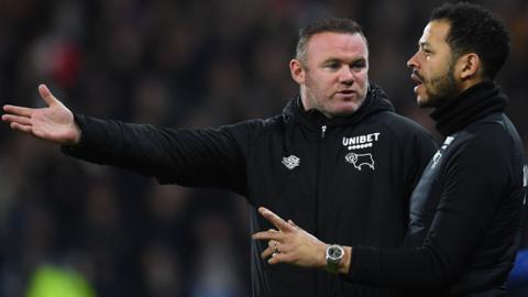 Liam Rosenior (right) with Wayne Rooney while he was still Derby manager