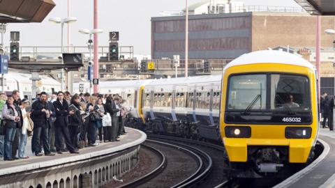 Passengers on platform at London Bridge station