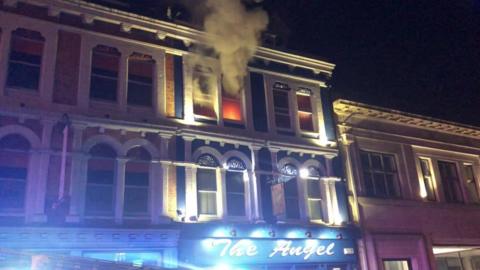 Fire at Angel in Exeter
