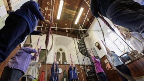 Bell ringers at St Peters and St Mary's Church in Stowmarket