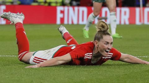 Rachel Rowe celebrates