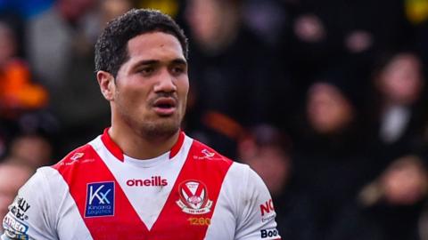 Sione Mata'utia in action for St Helens