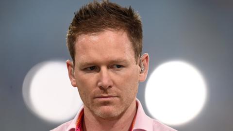 Former England captain Eoin Morgan working as a pundit on Sky Sports