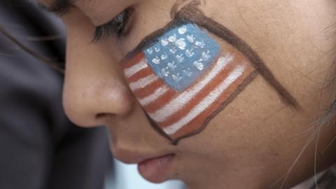 Demonstrators gather outside the Edward Roybal Federal Building to protest against US President-elect Donald Trump in Los Angeles on November 12, 2016.