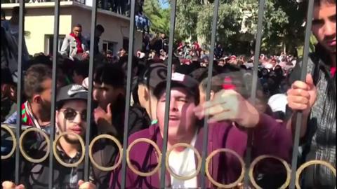 Students protesting at their campus in Algiers