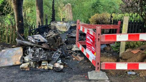 The kiosk at Flatford Mill was destroyed by fire