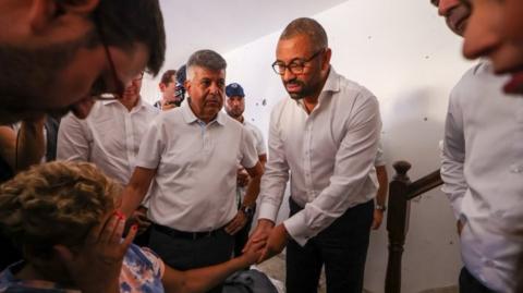 James Cleverly meeting people in Israel