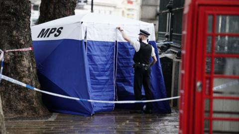 A police tent outside the British Museum in London