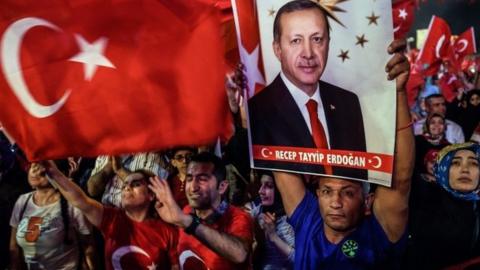 People attending pro-Erdogan rally, 23 July