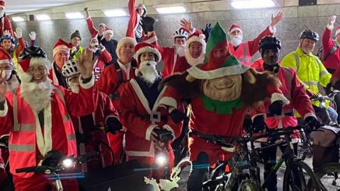 Father Christmas' on bikes