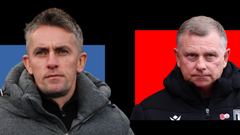 Ipswich Town boss Kieran McKenna and Stoke's Mark Robins