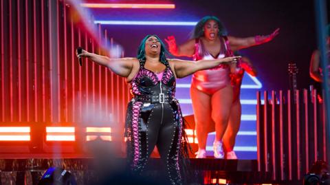 Lizzo performs at Glastonbury 2023