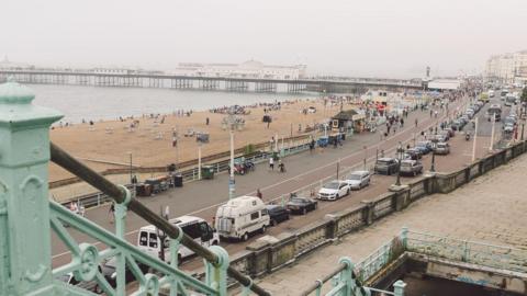 A road next to the promenade in Brighton