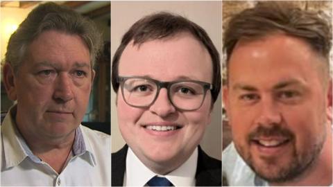 Llun cyfansawdd o Steve Jones, David Taylor a Matthew Aplin