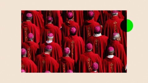 Cardinals and bishops attend the funeral of Pope Francis in St Peter’s Square on 26 April 2025 in the Vatican City
